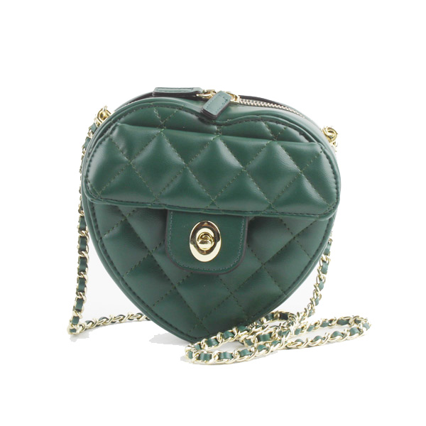 Wholesale Heart Cross Shoulder bags 95007#D.GREEN